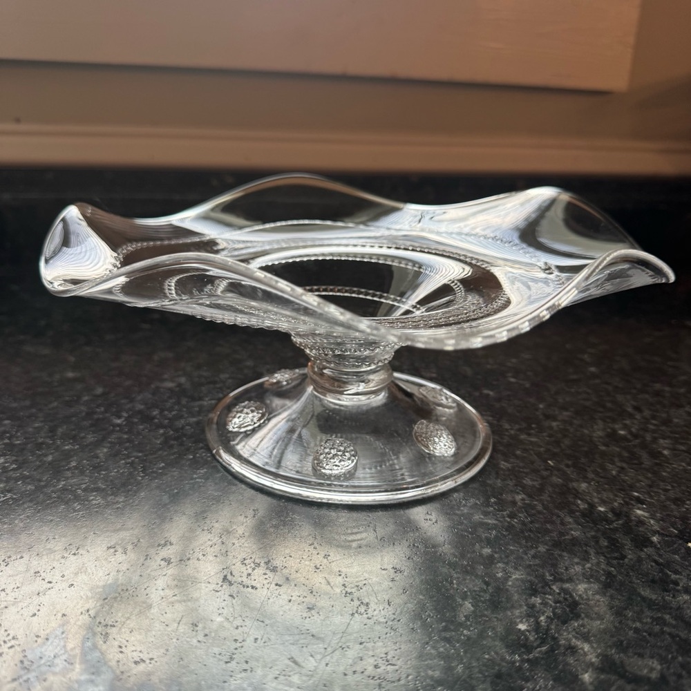 Juliska Amalia Wavy Studded Fluted Compote/Candy Dish with Stand Glasswear
